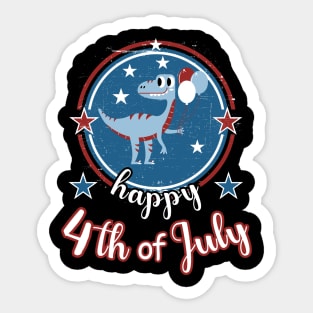 Happy 4th of July Cute Patriot Dinosaur Sticker